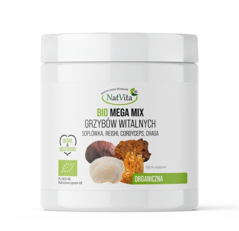 Grzyby Witalne Bio MEGA MIX | Reishi, Cordyceps, Chaga, Soplówka MIELONE