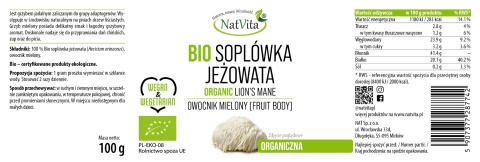 Soplówka Jeżowata BIO | Lion's mane w proszku (100g)