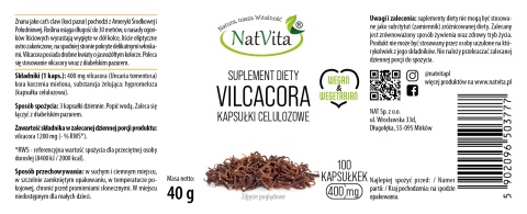 Vilcacora (Koci Pazur) 400 mg (100 kapsułek)